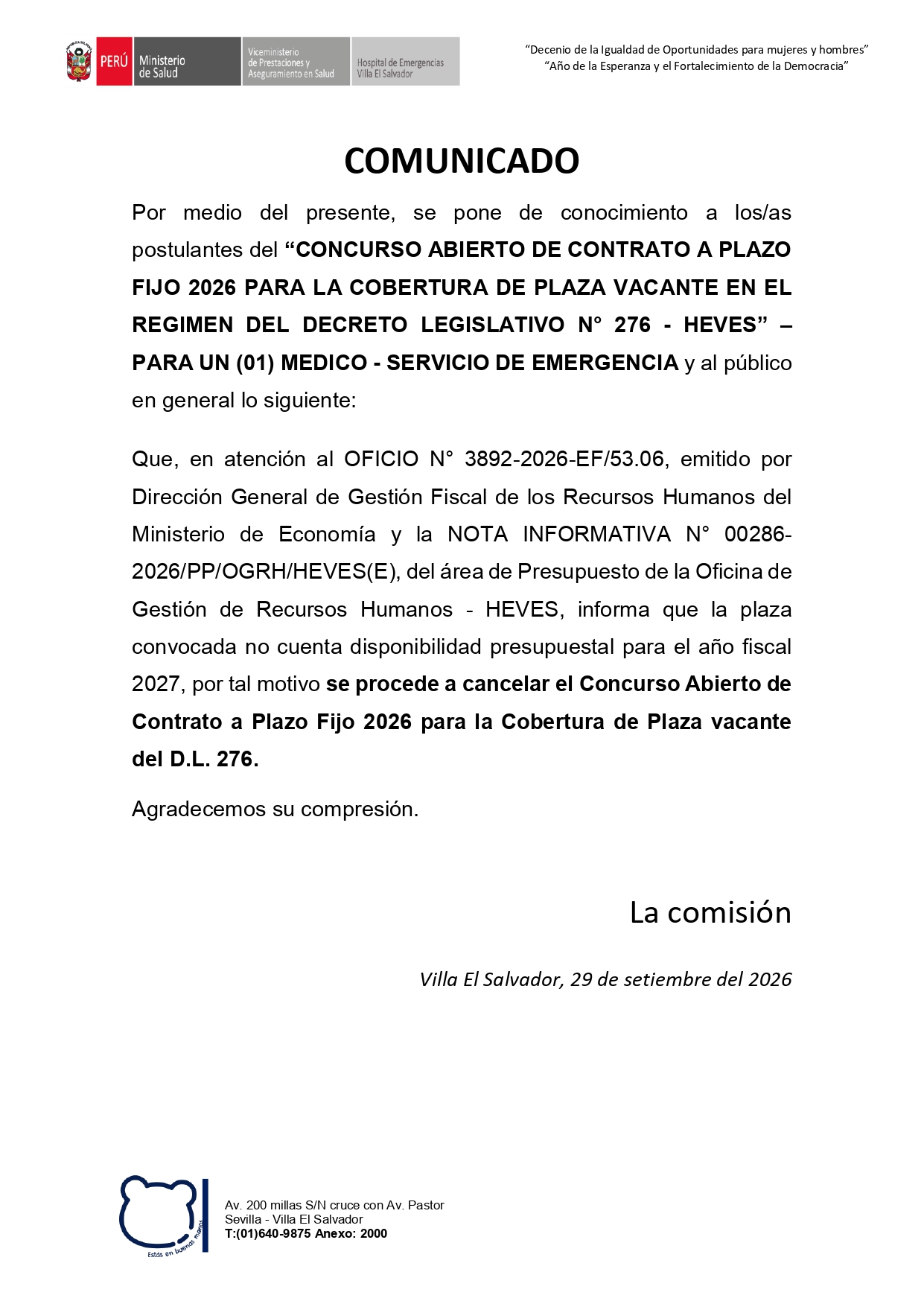 Comunicado